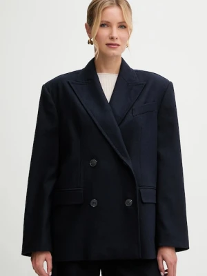 MAX&Co. marynarka z dodatkiem wełny kolor granatowy oversize melanżowa 2526086074200
