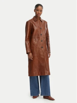 MAX&Co. Płaszcz skórzany Doppia 2616471021200 Brązowy Regular Fit