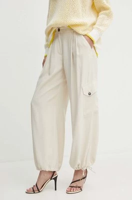 MAX&Co. spodnie damskie kolor beżowy fason cargo high waist 2416131072200