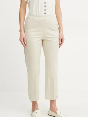MAX&Co. spodnie damskie kolor beżowy fason cygaretki medium waist 2516131084200