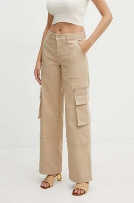 MAX&Co. spodnie damskie kolor beżowy proste high waist 2426136021200