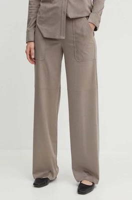 MAX&Co. spodnie damskie kolor brązowy proste high waist 2416781012200