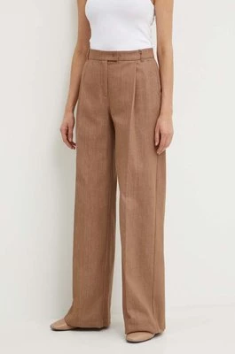 MAX&Co. spodnie damskie kolor brązowy szerokie high waist 2416131104200