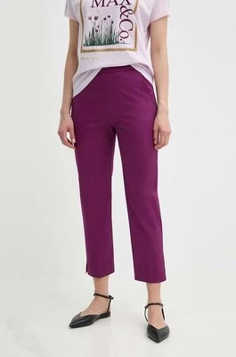MAX&Co. spodnie damskie kolor fioletowy fason cygaretki high waist 2416131054200