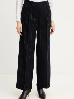 MAX&Co. spodnie damskie kolor granatowy proste high waist 2526136053200