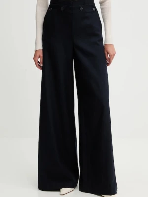 MAX&Co. spodnie damskie kolor granatowy szerokie high waist 2526136124200