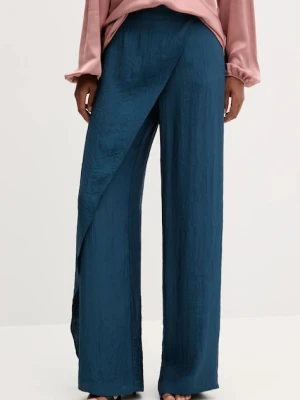 MAX&Co. spodnie damskie kolor turkusowy szerokie high waist 2526136081200