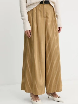 MAX&Co. spodnie damskie kolor zielony szerokie high waist 2526136071200