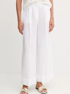 MAX&Co. spodnie lniane damskie kolor biały szerokie high waist 2516131025200