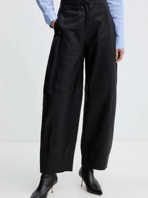 MAX&Co. spodnie skórzane damskie kolor czarny szerokie high waist 2526436013200