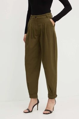 MAX&Co. spodnie x FATMA MOSTAFA damskie kolor zielony proste high waist 2418131022200