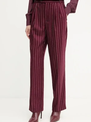 MAX&Co. spodnie z wełną damskie kolor bordowy dopasowane high waist 2528136022200