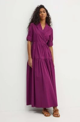 MAX&Co. sukienka bawełniana kolor fioletowy maxi rozkloszowana 2416221074200