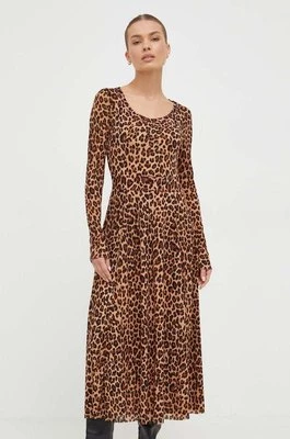 MAX&Co. sukienka kolor brązowy midi rozkloszowana