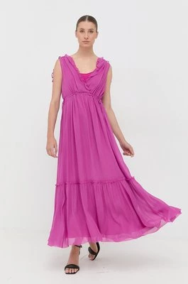 MAX&Co. sukienka kolor różowy maxi rozkloszowana