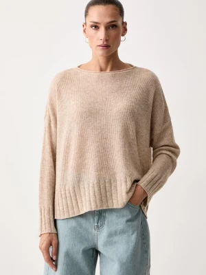 Max&Co. sweter damski z wełną STAMPA beżowy