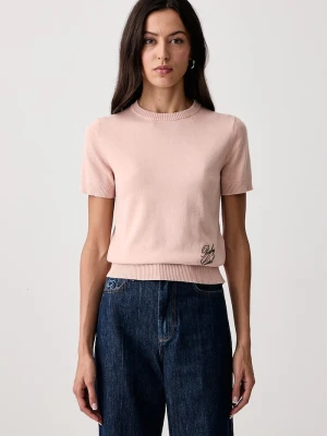 Max&Co. sweter z krótkim rękawem damski bawełniany ONDATA różowy