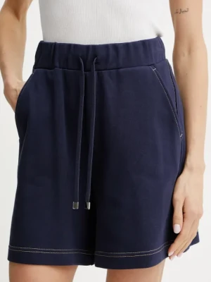 MAX&Co. szorty bawełniane damskie kolor granatowy gładkie high waist 2516781013200