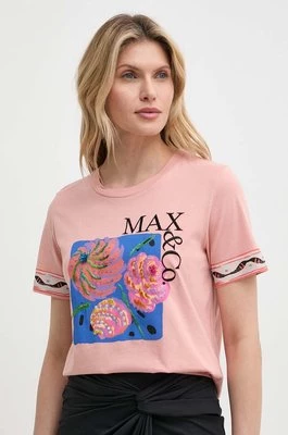 MAX&Co. t-shirt bawełniany damski kolor różowy 2416971024200