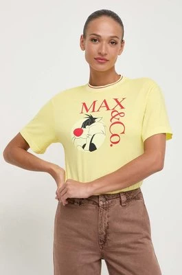 MAX&Co. t-shirt bawełniany x CHUFY damski kolor żółty 2418971011200