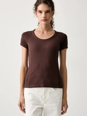 Max&Co. T-shirt damski z bawełną STRANO brązowy