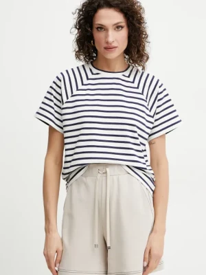 MAX&Co. t-shirt z domieszką lnu damski kolor biały 2516941043200