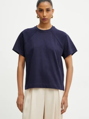 MAX&Co. t-shirt z domieszką lnu damski kolor granatowy 2516941043200