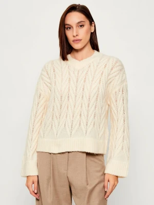 MAX&Co. Wełniany sweter CLAVIER | Regular Fit biały