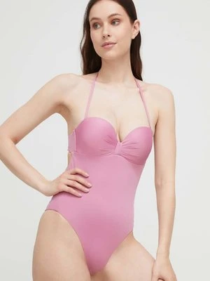 Max Mara Beachwear jednoczęściowy strój kąpielowy kolor różowy usztywniona miseczka