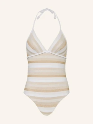 Max Mara Beachwear Strój Kąpielowy Wiązany Na Szyi Carina Z Błyszczącą Przędzą weiss