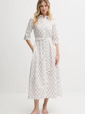 Max Mara Beachwear sukienka bawełniana kolor biały 2516221049600