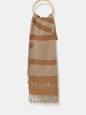 Max Mara Beachwear szal bawełniany damski kolor beżowy wzorzysty 2516591019600