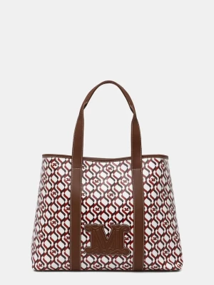 Max Mara Beachwear torebka shopper damska z imitacji skóry FARNETO beżowy