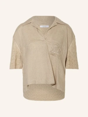Max Mara Bluzka Pavidi Z Mieszanki Materiałów Z Lnu beige