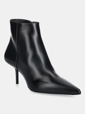 Max Mara botki skórzane LIGHTBOOTIE damskie kolor czarny na szpilce 2524796011600
