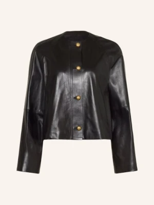 Max Mara Kurtka Skórzana Bouquet schwarz