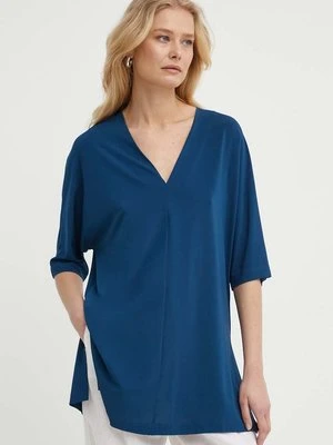 Max Mara Leisure bluzka damska kolor granatowy gładka 2416941068600