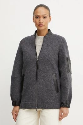 Max Mara Leisure kurtka wełniana kolor szary przejściowa oversize 2426906048600