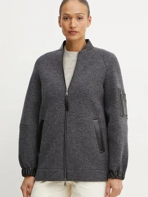 Max Mara Leisure kurtka wełniana kolor szary przejściowa oversize 2426906048600