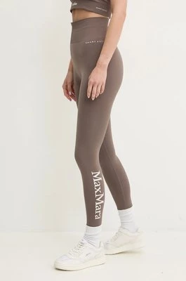 Max Mara Leisure legginsy damskie kolor brązowy z nadrukiem 2426336048600