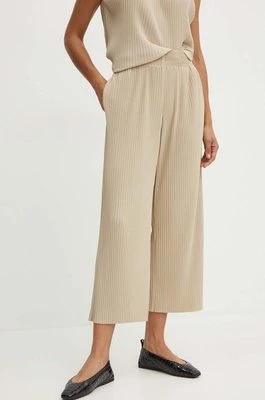 Max Mara Leisure spodnie damskie kolor beżowy fason culottes high waist 2426786027600