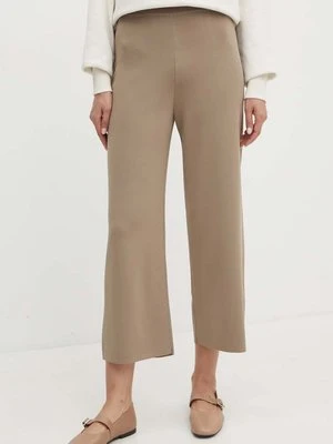 Max Mara Leisure spodnie damskie kolor beżowy proste high waist 2426336017600