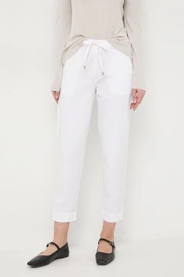 Max Mara Leisure spodnie damskie kolor biały proste high waist 2416131058600