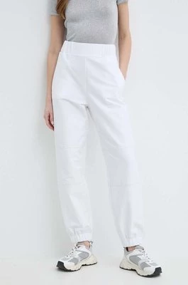 Max Mara Leisure spodnie damskie kolor biały szerokie high waist 2416781088600