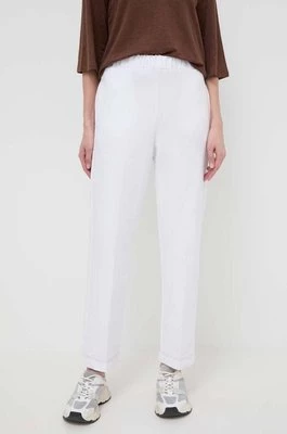 Max Mara Leisure spodnie damskie kolor biały szerokie high waist 2416781108600 2416781108600