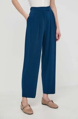 Max Mara Leisure spodnie damskie kolor granatowy fason chinos high waist 2416781068600