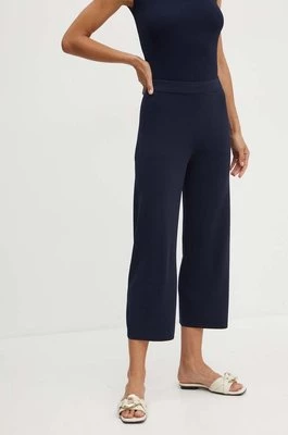 Max Mara Leisure spodnie damskie kolor granatowy proste high waist 2426336017600