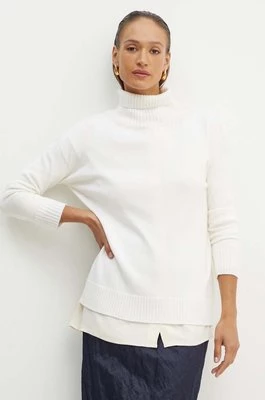 Max Mara Leisure sweter wełniany damski kolor beżowy lekki z golfem 2426366148600