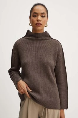 Max Mara Leisure sweter wełniany damski kolor brązowy ciepły z półgolfem 2426366178600