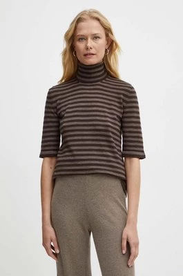 Max Mara Leisure sweter wełniany damski kolor brązowy lekki z golfem 2426366098600